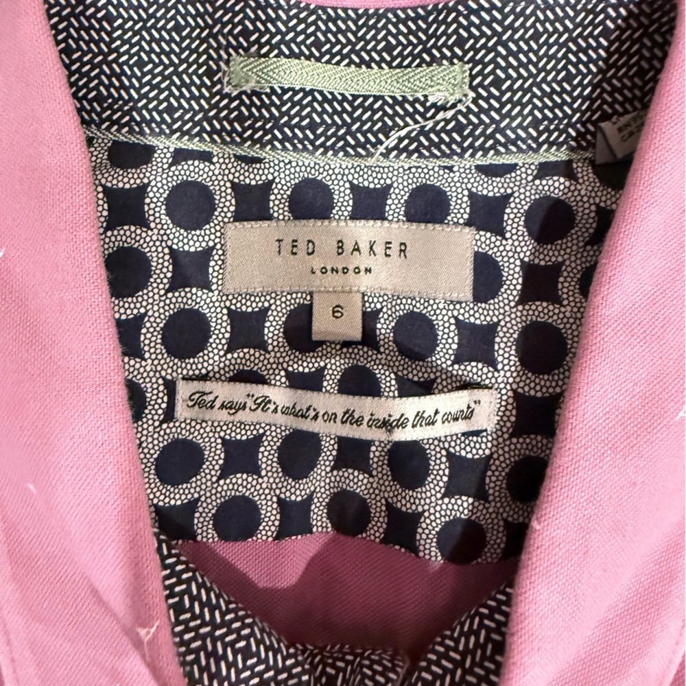🔥Ted Baker Men's Short Sleeve Button-Up Shirt - Lavender Size 6 EC🔥 - Picture 5 of 6